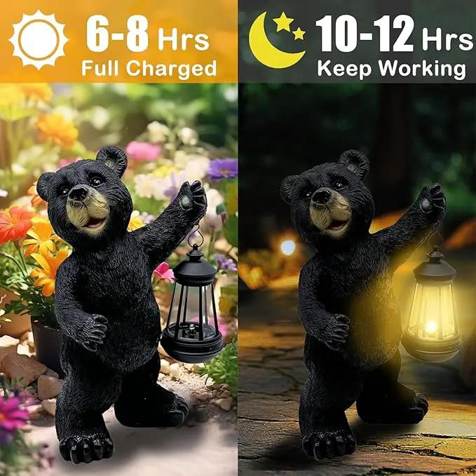 Solar Lantern Garden Statue Decoration, Outdoor Bear Statue Lights for Patio Patio Decor - Unique Housewarming Gift for Grandma Wowen Mom Friend, Cute Spring Ornament by GreenHaven Gardens