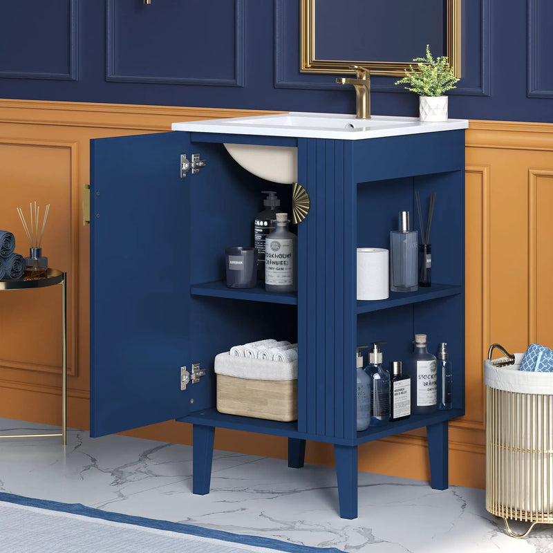 Bathroom Vanity With Sink, Soft-Close Door, Half-Moon Pulls by Unique Piece Furniture