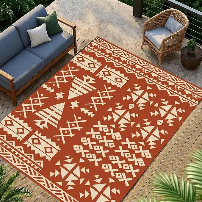 WILDROOTS 6x9 Feet Plastic Exotic Red Outdoor Rug, Stain Resistant Waterproof Reversible Outdoor Patio Rug, Fade Resistant Camping Rug by GreenHaven Gardens