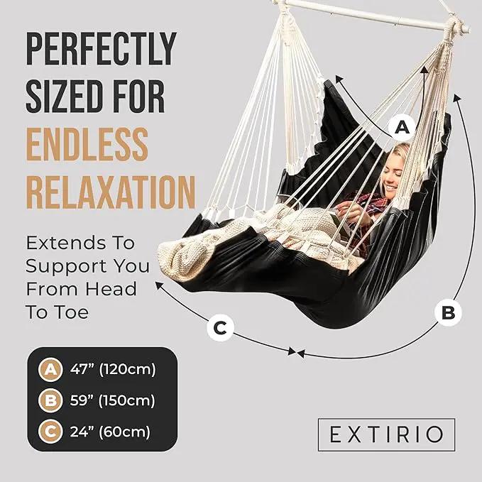 Hanging Hammock Chair Swing – Hanging Chair Outdoor & Indoor - Hammock Swing Chair – Quick & Easy Setup with Hardware Kit – Durable & Spacious Full Body Support – Holds 440 Lbs by GreenHaven Gardens