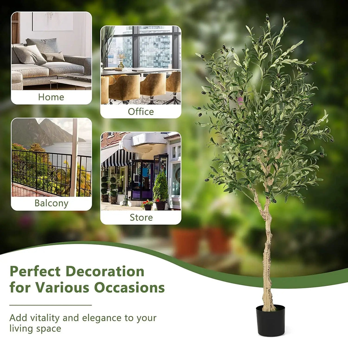 6 Feet Artificial Olive Tree in Cement Pot by DirectDeals