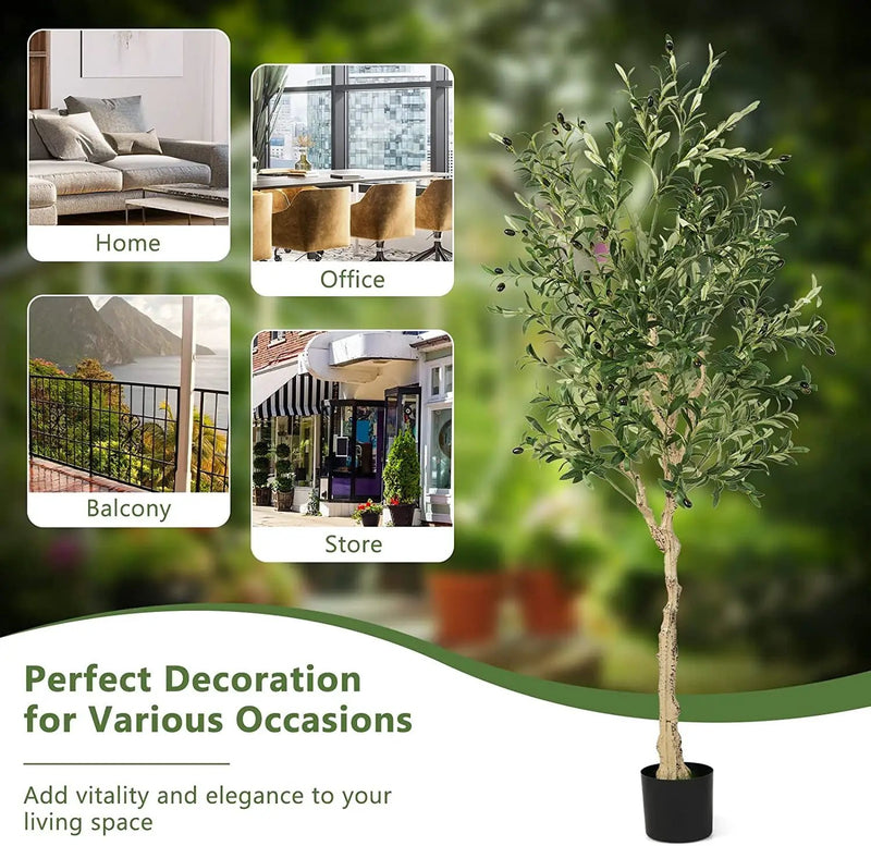 6 Feet Artificial Olive Tree in Cement Pot by DirectDeals