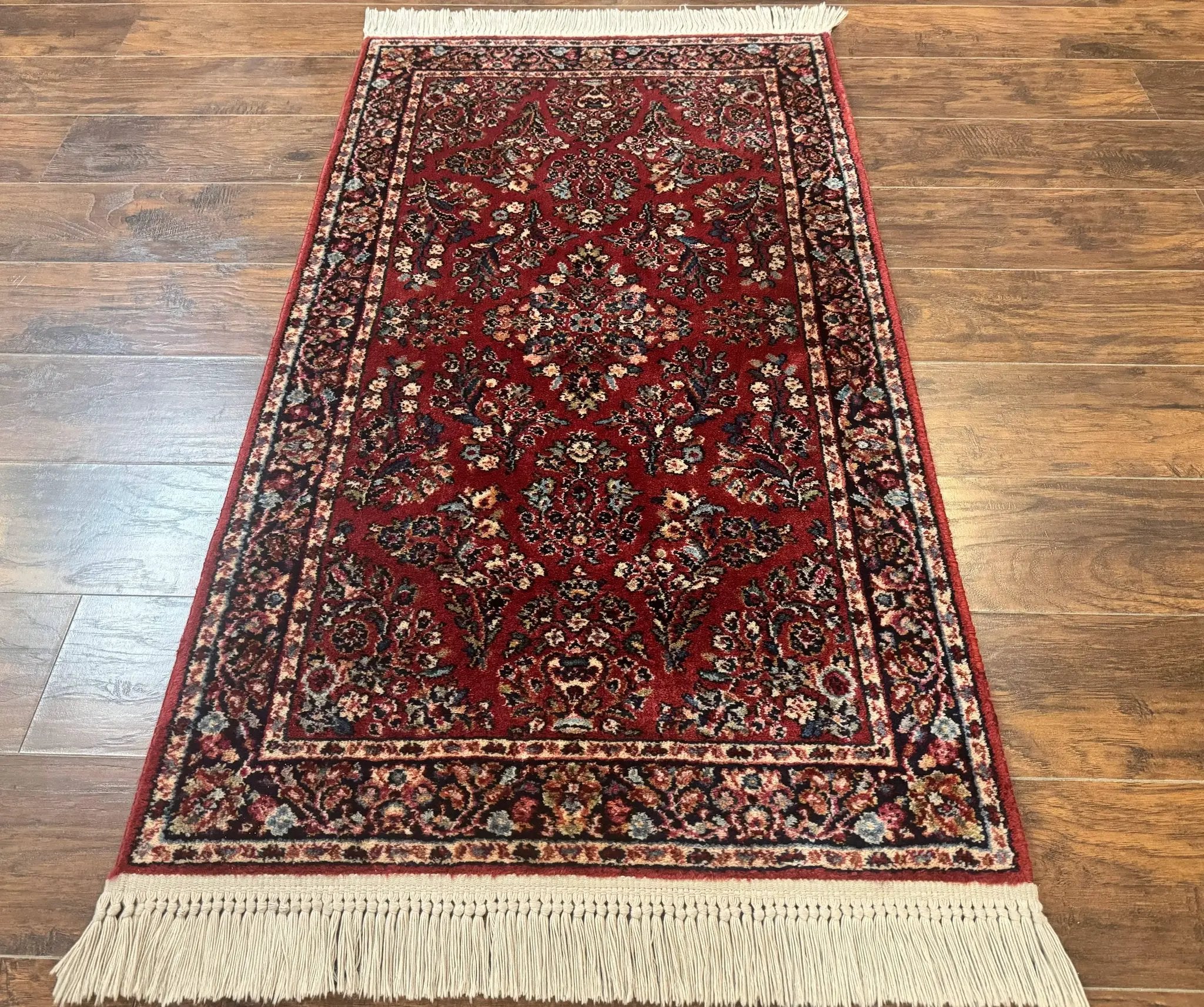 Karastan Rug 3x5 Red Sarouk #785, Karastan Wool Pile Rug, Original 700 Series, Discontinued Vintage Karastan Carpet by Jewel Rugs