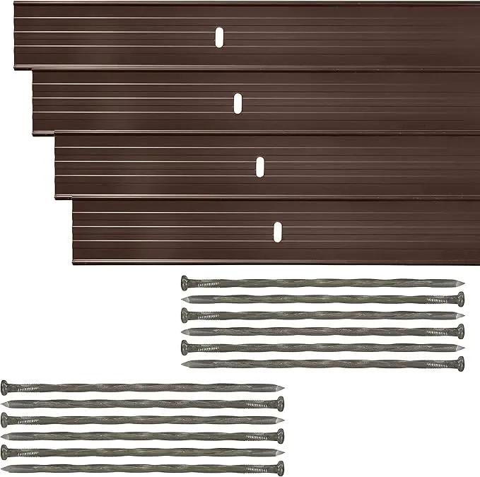 Dreamscape E-Z Edge Aluminum Landscape Edging - 4 Strips, 6ft Each (24ft Total), Brown Painted - Professional Quality Landscaping Border, Metal Divider for Lawn, Garden, Flowerbed by GreenHaven Gardens