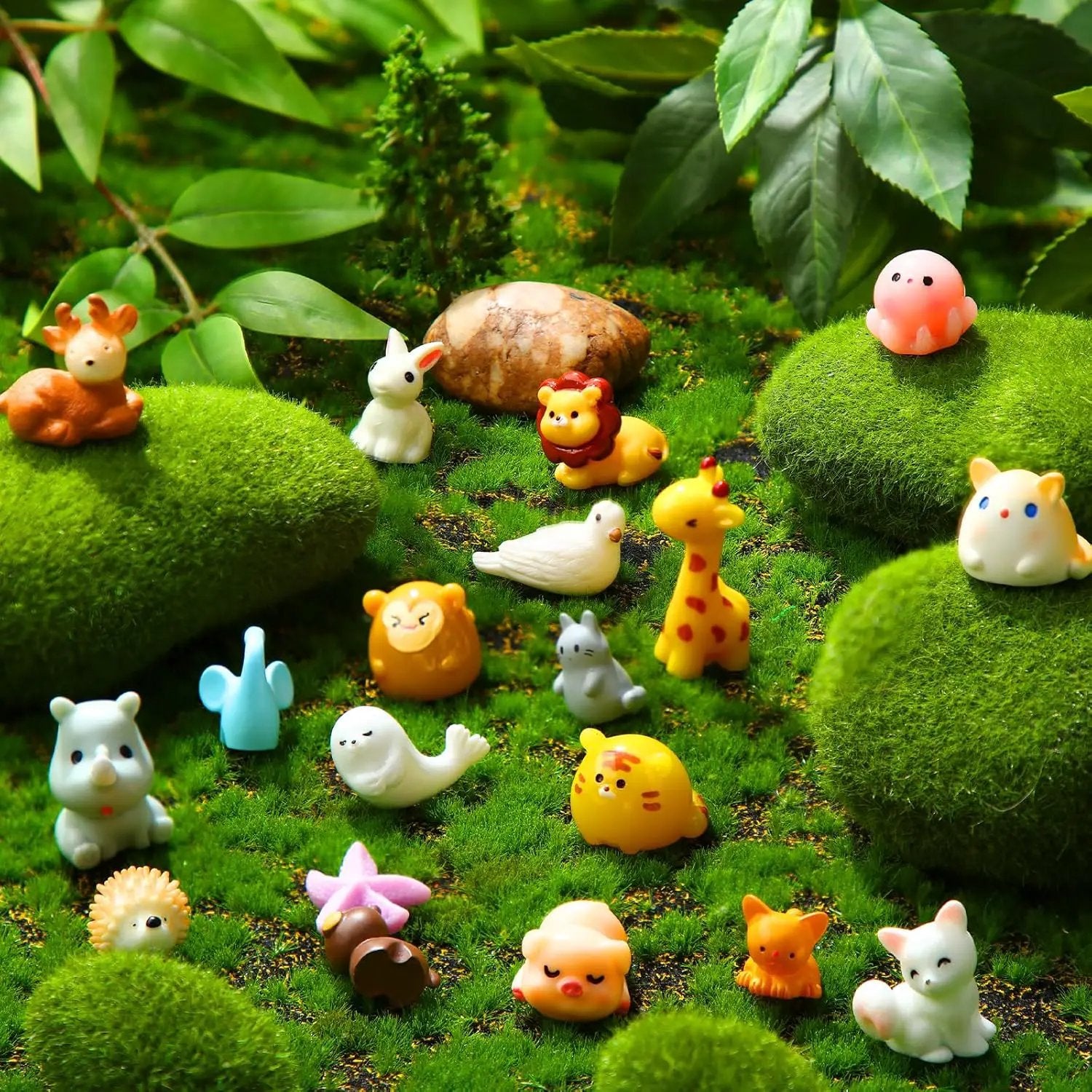 50 Pcs Mini Resin Animals Various Mini Animals Figurines for Farm Animal Figures,Dollhouse,Fairy House Garden,Micro Landscaping by GreenHaven Gardens