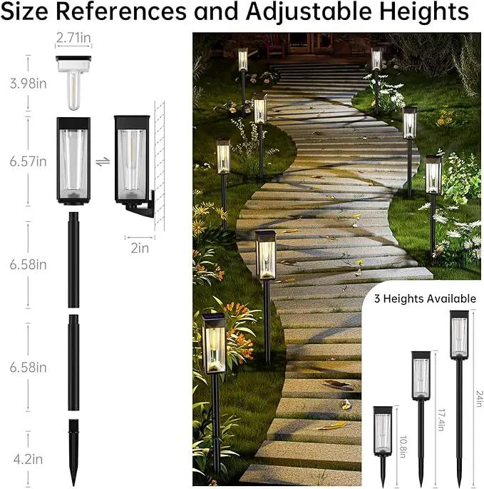 Solar Pathway Lights Outdoor, 2 Pack Solar Garden Lights Outside Pathway, Landscape Path Lights for Patio Lawn Path Walkway Decor by GreenHaven Gardens