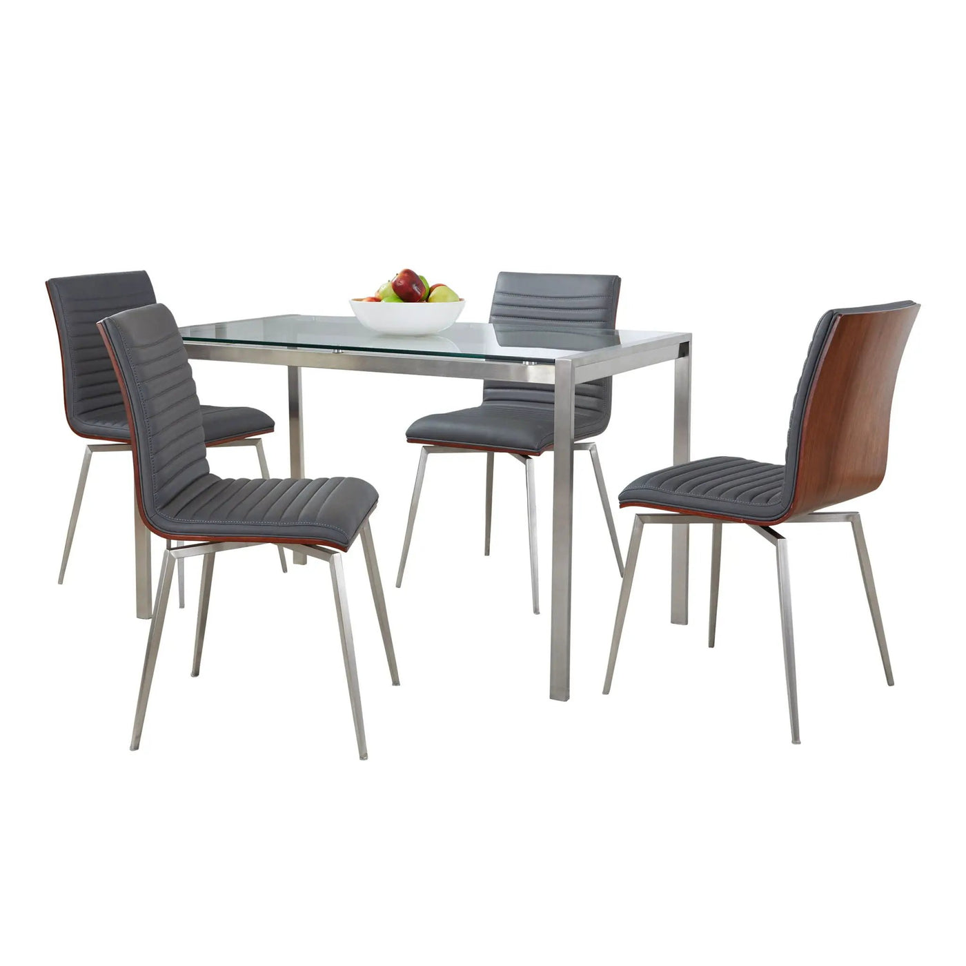 Fuji Mason - Swivel Contemporary Dining Set Dining Set, Glass, 5 Piece by HouseOfZazla