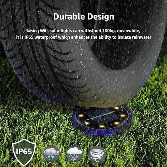 Solar Ground Lights Outdoor 8 Packs LED Disk Solar Powered Waterproof In-ground for Garden Deck Stair Step Lawn Patio Driveway Walkway Pathway Yard Decoration (White + Blue) by GreenHaven Gardens