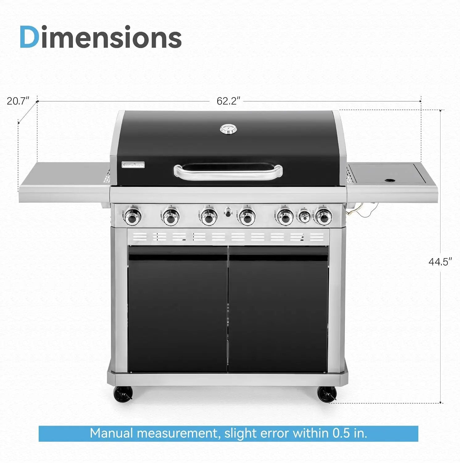 2 in 1 Propane Griddle Grill Combo, 6-Burner Propane Gas BBQ Combo Grill with Porcelain-Enameled Cast Iron Grates & Plate, 42,000 BTU with Side Stove for Outdoor Cooking Camping Patio Backyard by GreenHaven Gardens