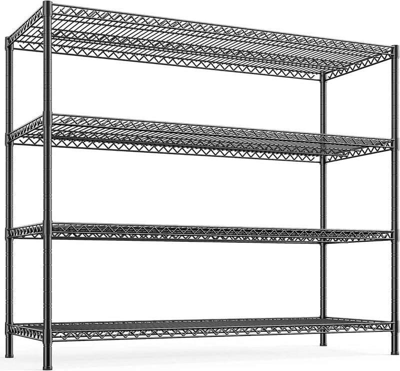 REIBII 2560LBS Storage Shelves 55.5"W Metal Shelving Unit 4 Tier Wire Shelving Commercial Adjustable Garage Shelving Heavy Duty for Storage Rack for Pantry, Garage, Kitchen, 55.5"W x 18"D x 55.5"H by GreenHaven Gardens