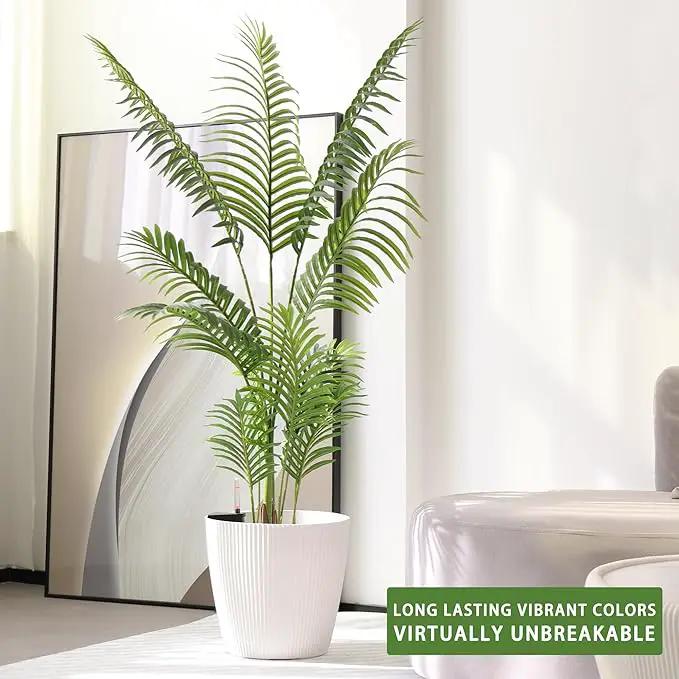 Dexceder 13x12 Self Watering Planters Indoor, Inner Mat Design, Floor Standing Flower Plant Pot with Water Level Indicator (2 Pack, White) by GreenHaven Gardens