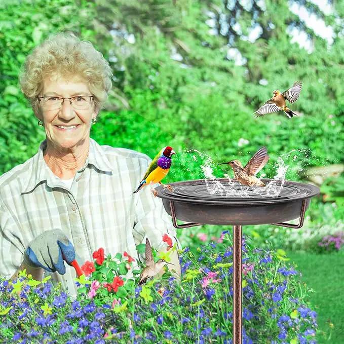Metal Bird Bath for Outside Garden Birdbath Bowl, 36.2" Height Freestanding Bird Feeders for Outdoors with 4 Prongs Base Stake, Standing Birdfeeders for Yard Lawn Decor (Retro Copper) by GreenHaven Gardens