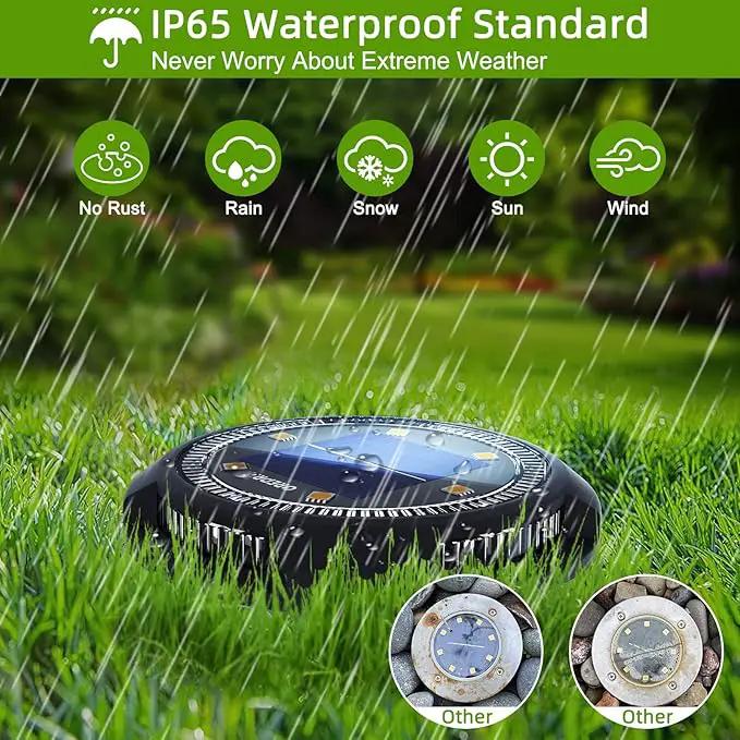 GREPRO Solar Ground Light, 12 Packs 10 LED Solar Outdoor Lights Waterproof for Outdoor Garden Light Solar IP65 Waterproof Warm White Garden Lights Solar for Lawn/Driveway/Walkway/Patio, Black by GreenHaven Gardens