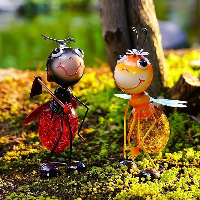 Solar Ladybug Garden Lantern Waterproof LED Ladybug Solar Lights Outdoor Decorative Tabletop Lanterns Lamp for Yard Patio Table Decoration by GreenHaven Gardens