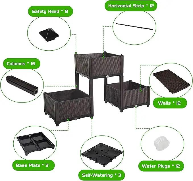 D'vine Dev Planter Raised Beds - Elevated Planter Garden Box with Drainage Plug Raised Garden Beds for Vegetable/Flower/Herb Outdoor Standing Planter Beds Gardening Kit, RGB-3 by GreenHaven Gardens