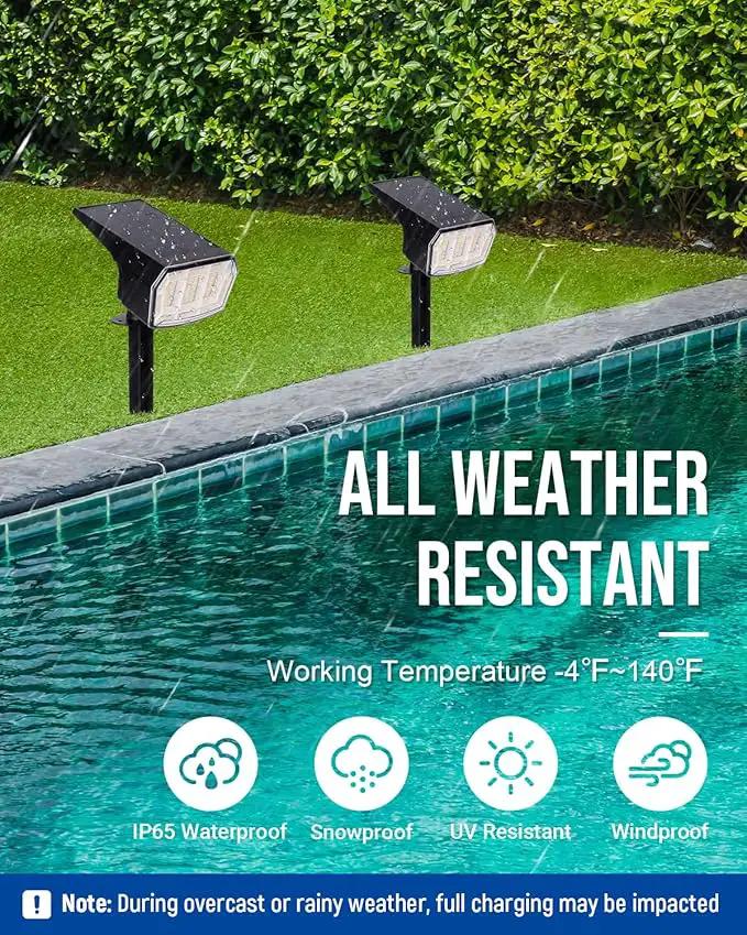 Solar Spot Lights Outdoor Waterproof 4 Pack IP65, 63 LED 3 Lighting Modes Spotlights for Yard Garden House Garage Pathway by GreenHaven Gardens