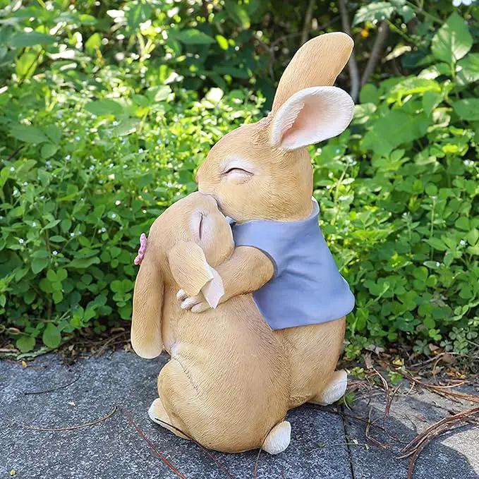 Garden Rabbit Statue Outdoor Decor Resin Funny Bunny Figurines for Outdoor Patio Lawn Yard Art Decoration Christmas Housewarming Gift by GreenHaven Gardens