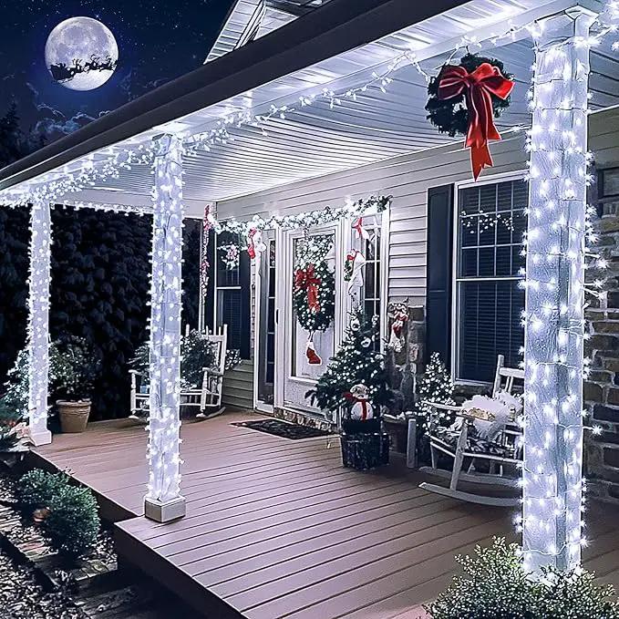 JMEXSUSS 33ft 100 LED White Christmas Lights, 8 Modes Connectable Clear Wire Twinkle Fairy String Lights Indoor, Plug-in Christmas String Lights Outdoor Waterproof for Christmas Wedding Party Tree by GreenHaven Gardens
