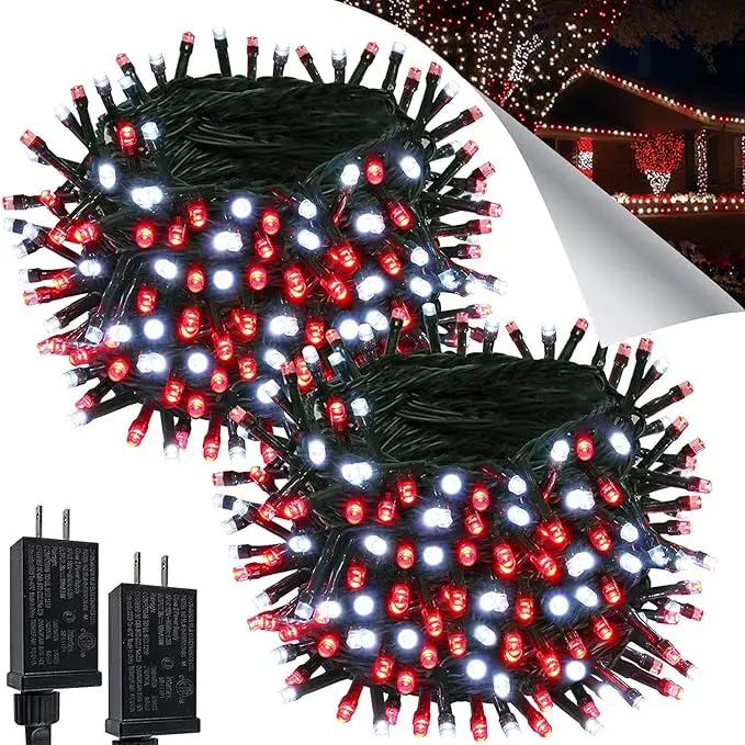 Connectable Red And White Christmas String Lights, 2Pack 164FT 400LED Christmas Lights for Outside/Indoor, Plug In Christmas Tree Lights with 8 Modes, String Lights for Christmas Decorations Holiday by GreenHaven Gardens