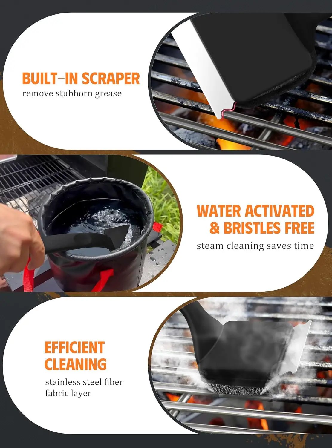 MEKER Grill Brush Bristle Free Replacement Pad, Ultra Safe Cleaning, Grill Cleaner Pad, Grill Brush Replacement Pad, 4 PCS by GreenHaven Gardens