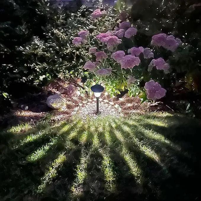 8 Pack 3 Mode Solar Pathway Lights for Outdoor Color Changing/Warm White/Bright White Waterproof Garden Stainless Steel Landscape Path Lighting Walkway Yard Lights Glass LED RGB Black by GreenHaven Gardens