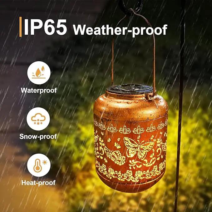 2Pack Butterfly Solar Lanterns Outdoor Hanging Waterproof Lanterns for Garden Decor Christmas Gifts for Women Mom Grandma Metal Solar Lights Decoration Outside for Yard, Patio,Pathway Landscape by GreenHaven Gardens