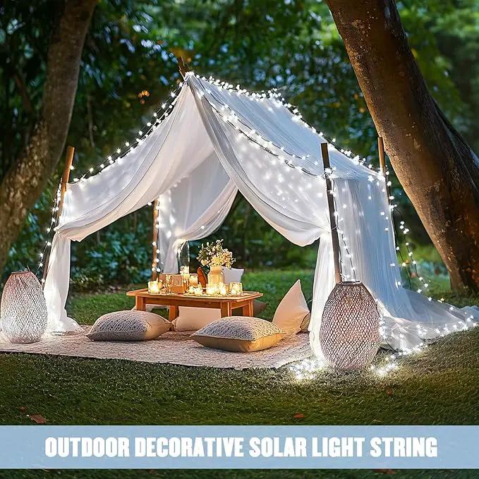 JMEXSUSS 2 Pack White Solar String Lights, Each 100 LED 33ft Green Wire Solar Lights Outdoor Waterproof for Outside Garden Wedding Party Decoration by GreenHaven Gardens