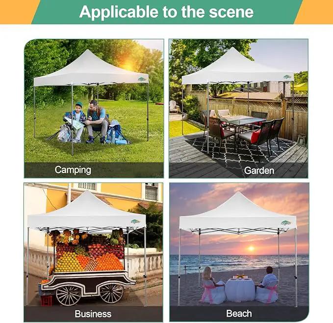 COBIZI 10x10 Pop Up Canopy Tent 10x10 Easy up Canopy, Heavy Duty Outdoor Canopy UPF 50+ All Weather Waterproof Instant Party Tents for Parties Gazebo with Handbag, White(Windproof Upgraded) by GreenHaven Gardens