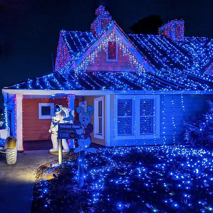 500 LED Christmas Lights Outdoor - 165FT Super Long Christmas String Lights 8 Modes Waterproof Plug in Fairy Lights with Timer Memory for Indoor Xmas Tree Holiday Party House Decorations, Blue by GreenHaven Gardens