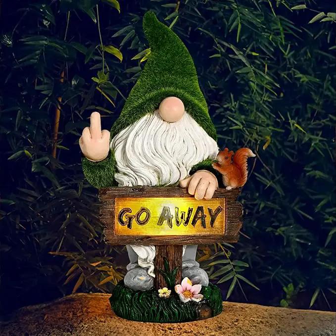 ASAWASA Gnomes Decorations for Yard with Solar LED Light,Large Outdoor Funny Garden Lawn Gnome Decor(Tall 10 Inches) by GreenHaven Gardens