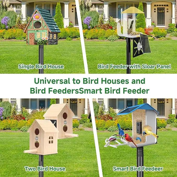 Smart Bird Feeder Pole-Heavy Duty Adjustable 3-6.6ft Universal Birdhouse Stand Mount for Backyard&Outdoor Bird Houses/Cameras (80'Pole)