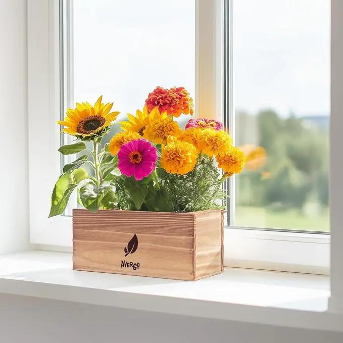 Sunflower, Marigold & Zinnia Flower Seeds Growing Kit – Complete Indoor & Outdoor Kit with Seeds for Planting, Planters, Soil, Tools, Instructions – Ideal for Gift Giving by GreenHaven Gardens