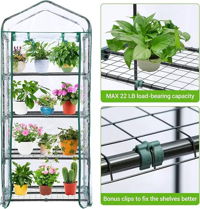 Mini Greenhouse for Outdoors Indoor: Ohuhu Small Green House with 4 Tier Shelves, Portable Plastic Greenhouses with Heavy Duty Transparent PVC Cover for Winter Garden Patio Backyard Porch Balcony by GreenHaven Gardens