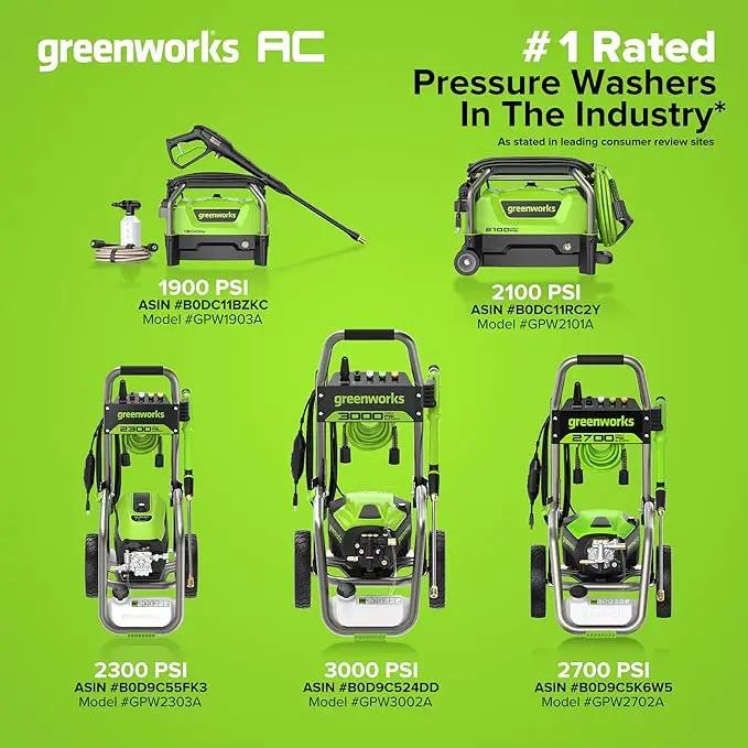 Greenworks 1900 PSI (SGS Certified) 1.2 GPM 13Amp Portable Compact Electric Pressure Washer, Power Washer for Cars, Driveways, Patios, Patio Furniture & Around Pools by GreenHaven Gardens