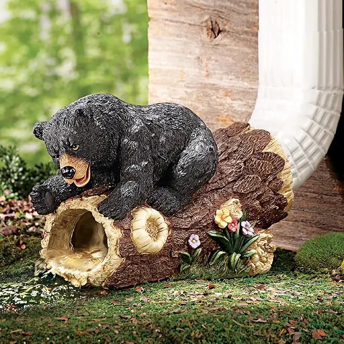 Elenon Bear Decorative Gutter Downspout Extension Statue, Animal Gutter Guardian Rain Downspout Extender, Garden Splash Block Outdoor Sculpture for 3" × 4" Down Spouts Decor by GreenHaven Gardens