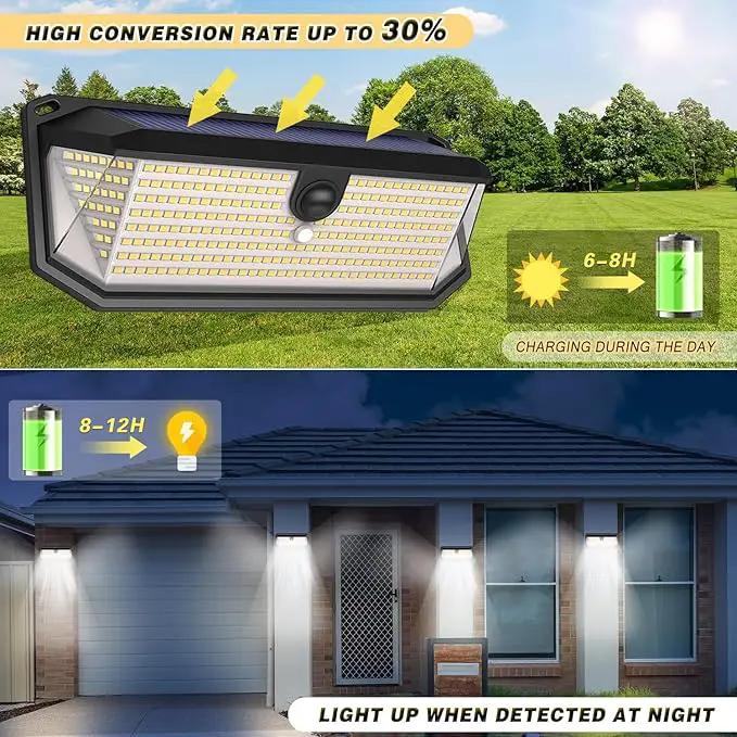 Solar Lights Outdoor, 4000LM 380 LEDs Solar Motion Lights Outdoor Waterproof, 3 Modes 270° Wide Angle Security Light for Stairways/Front Door/Garage/Deck（4 Pack） by GreenHaven Gardens
