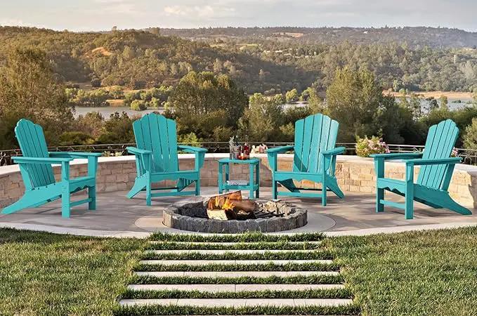 KINGYES HDPE Adirondack Chair, Classic for Patio Garden, Fire Pit, Backyard & Lawn Furniture, Easy Maintenance All Weather Adult Size Adirondack Chair, Crystal Blue by GreenHaven Gardens