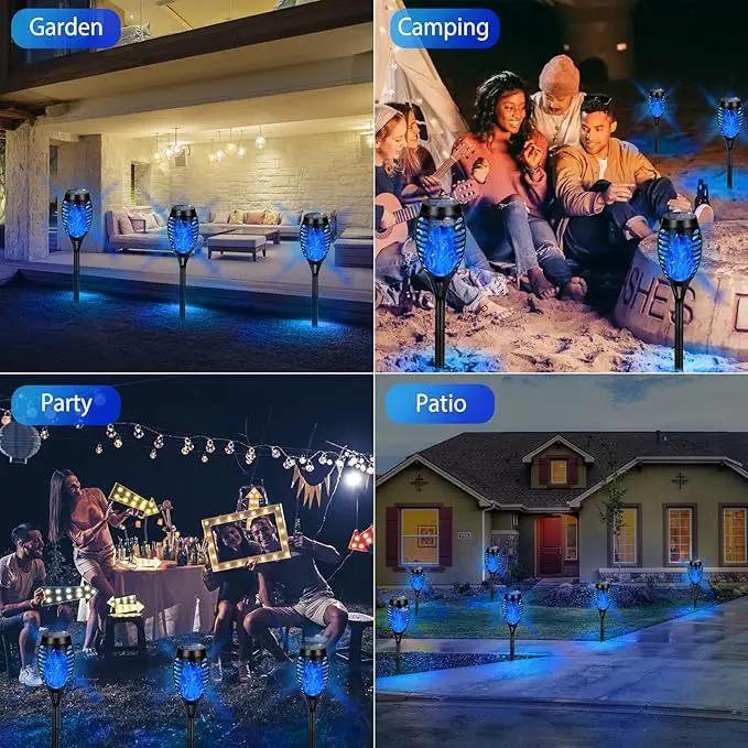 Upgraded Solar Lights Outdoor Waterproof Blue, 12 Pack Solar Torch Light with Flickering Flame, Mini Solar Outdoor Lights Solar Landscape Lights for Garden Porch Yard Pathway Decoration by GreenHaven Gardens