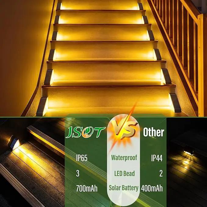 JSOT Solar Step Stair Lights Outdoor Yard Decor 10 Pack, IP65 Waterproof Deck Lighting for Outside Solar Powered, Solar Garden Light Decor for Fence, Backyard, Front Porch Step, Balcony, Wall, Patio by GreenHaven Gardens