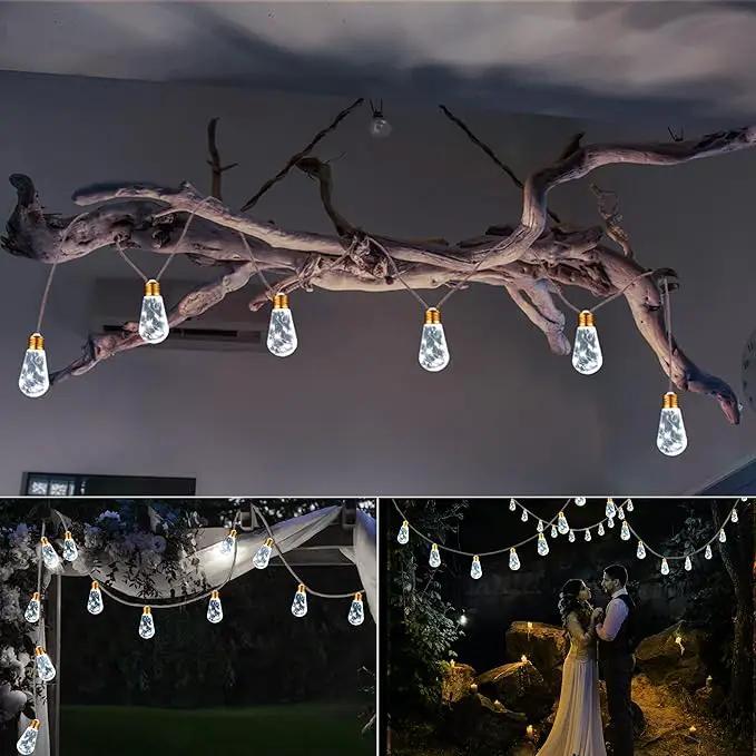 Solar Outdoor String Lights, 2 Pack 20Ft Vintage Rope Hemp Solar Patio Lights, Waterproof White Solar Powered String Lights With 8 Modes 16 Shatterproof Bulbs for Garden Stairs Balcony Café Bistro by GreenHaven Gardens