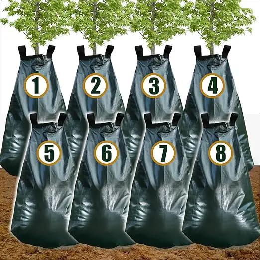 8 Pack 20 Gallon Capacity Watering Bags for Tree, 6-8 Hours Slow Release Tree Water Bags, Reusable Tree Watering Bag, Premium PVC Gator Bags for Healthier Trees, Sapling, Plant by GreenHaven Gardens