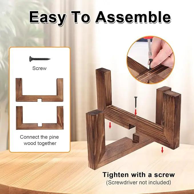 Plant Stand, Indoor/Outdoor Wood Plant Holder, Single Flower Pot Stand, Sturdy Planter Stand by GreenHaven Gardens