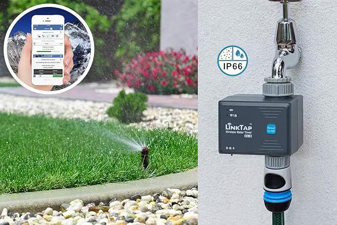 LinkTap G1S Wireless Water Timer & Gateway - Smart Sprinkler Timer with App, Remote Irrigation for Garden, Weather Aware, Greater Range than WiFi, Manual Control & Digital Lockout, 2 Year Battery Life by GreenHaven Gardens