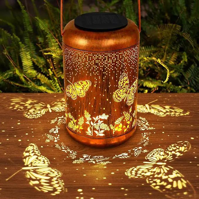 Solar Lanterns Outdoor Butterfly Hanging Lantern Lights, Gardening Gifts for Mom Women Grandma Solar Lights Waterproof LED Mode Change Metal Solar Garden Decor for Patio Yard Lawn Landscape Tabletop by GreenHaven Gardens