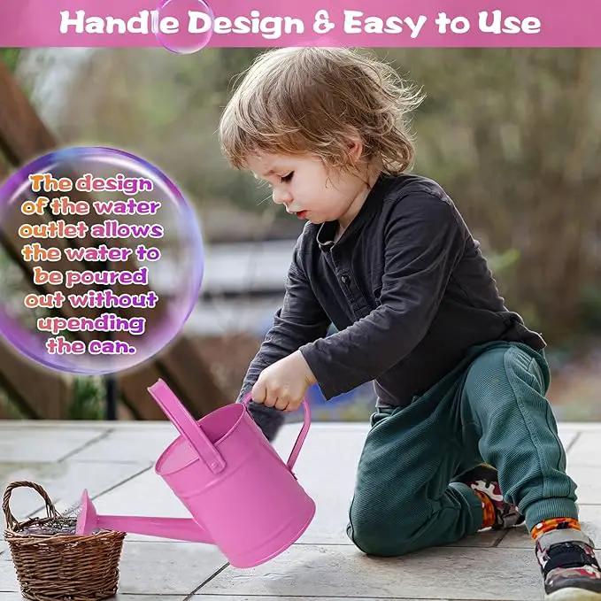 Finderomend 1.5 Liter Metal Watering Can,Iron Art for Kids Children Garden Watering Bucket Indoor Outdoor Home Office Gardening Plant Sprinkling Can (Pink) by GreenHaven Gardens