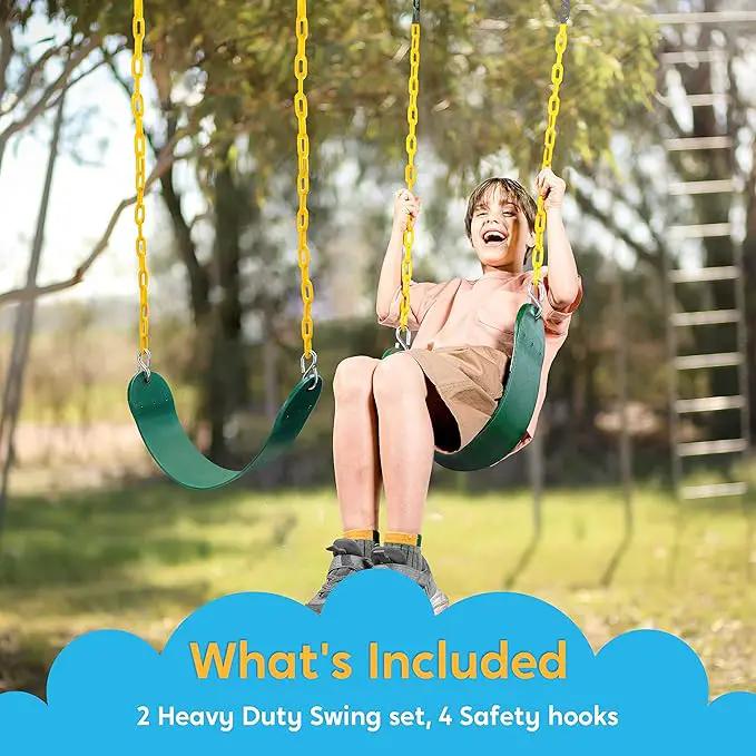 TURFEE 2 Pack Green Swing Seats Heavy Duty with 66" Chain, Swing Set Accessories Replacement with Snap Hooks for Kids Outdoor Play Playground, Trees, Playground(Green) by GreenHaven Gardens