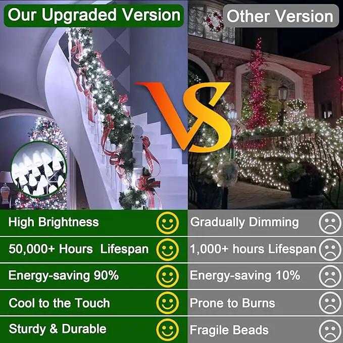 66FT Christmas Decorative Lights, Connectable 200 LED Green Wire Fairy String Lights Plug in, 8 Lighting Modes LED String Lights, for Indoor Outdoor Xmas Tree Wedding Party Decoration Cool White by GreenHaven Gardens