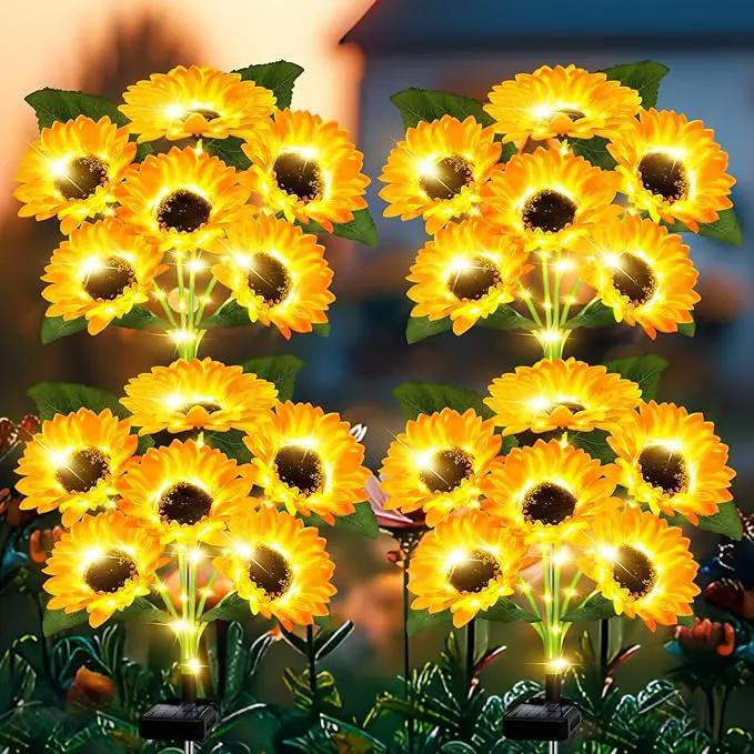 Solar Lights Outdoor Garden Decor,4 Pack with 24 Sunflower Lights,Solar Flowers Lights Waterproof,Sunflowers Gifts for Mom Women Grandma Birthday,Decorative Stakes Lights for Landscape Yard Patio Lawn by GreenHaven Gardens