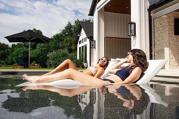 Aqua Outdoors Pool Chaise Lounge Chairs for Ledge & Shelf, Water-Weighted Pool Lounger for Depths Up to 9”, No Screw Plugs & Tools Needed, White Granite Ledge Lounger, Set of 2 by GreenHaven Gardens