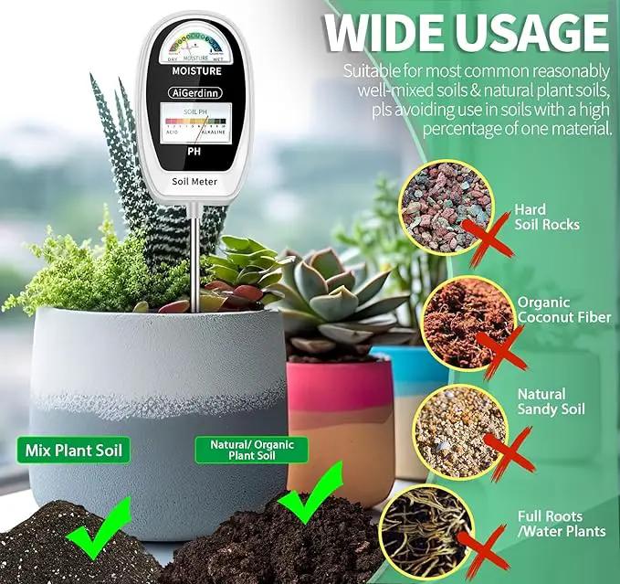 Soil Test Kit, 2-in-1 Soil Moisture Meter, Soil pH Meter -Dual Dial-Simultaneously-Display Results-Soil pH Tester, Moisture Meter for Garden,Lawn,Farm Indoor&Outdoor Plants-PureWhite by GreenHaven Gardens